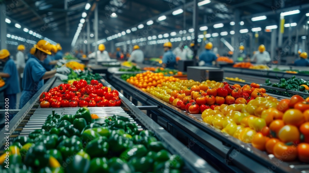 A group of people are working in a produce section of a grocery store A group of people are working in a produce section of a grocery store