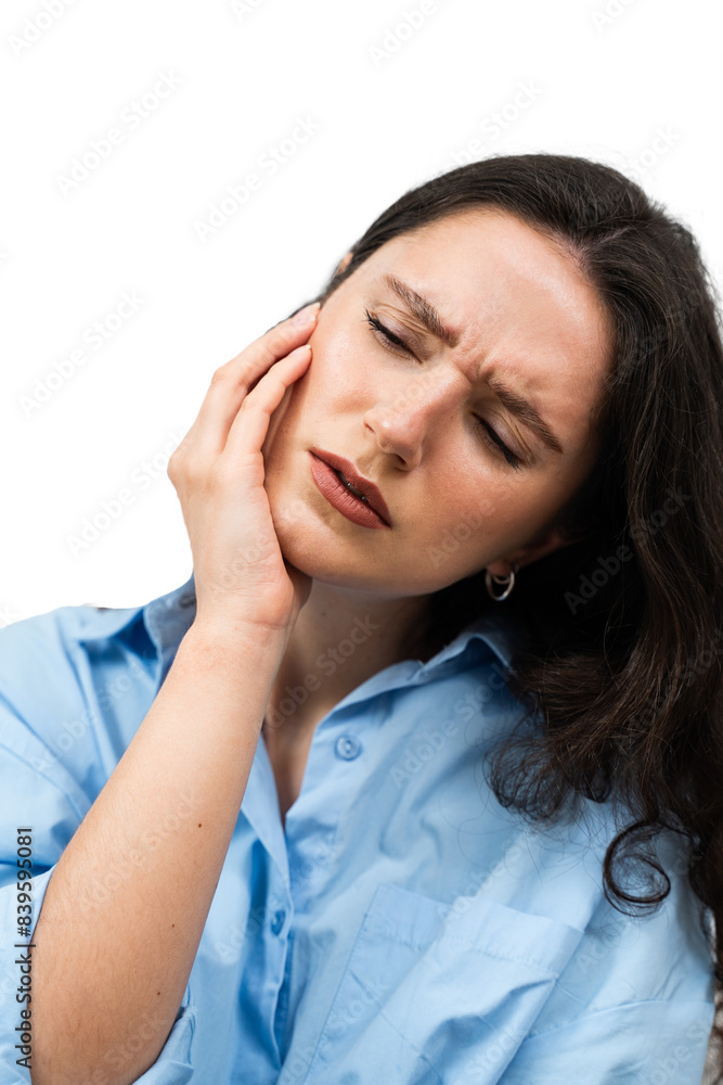 Attractive Girl with Toothache Touches Her Cheek And Feel Pain in Her Teeth. Tooth Ache Before Visit Dentist. Suffering Young Woman With Painful Toothache On White Background. Attractive Girl with Toothache Touches Her Cheek And Feel Pain in Her Teeth. Tooth Ache Before Visit Dentist. Suffering Young Woman With Painful Toothache On White Background.