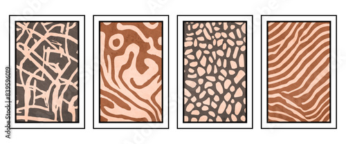 Set of 4 Abstract illustration in vintage style. For use in graphics, for wall decor. .
