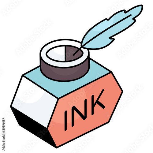 Editable design icon of inkpot 