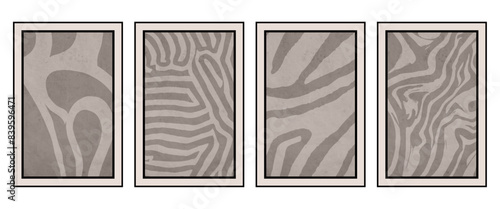 Set of 4 Abstract illustration in vintage style. For use in graphics, for wall decor. .