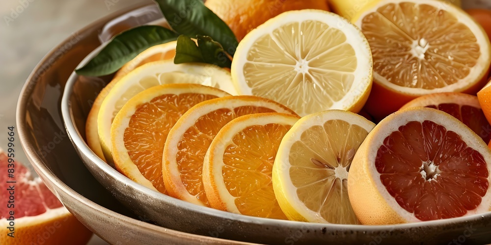 Vibrant Citrus Fruits in a Bowl Displaying Colorful Oranges, Lemons, and Grapefruits. Concept Fruit Photography, Citrus Display, Vibrant Colors, Still Life, Healthy Eating Vibrant Citrus Fruits in a Bowl Displaying Colorful Oranges, Lemons, and Grapefruits. Concept Fruit Photography, Citrus Display, Vibrant Colors, Still Life, Healthy Eating