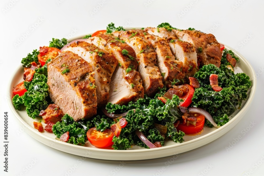 Flavorful Cajun Pork Tenderloin on Bed of Greens Flavorful Cajun Pork Tenderloin on Bed of Greens