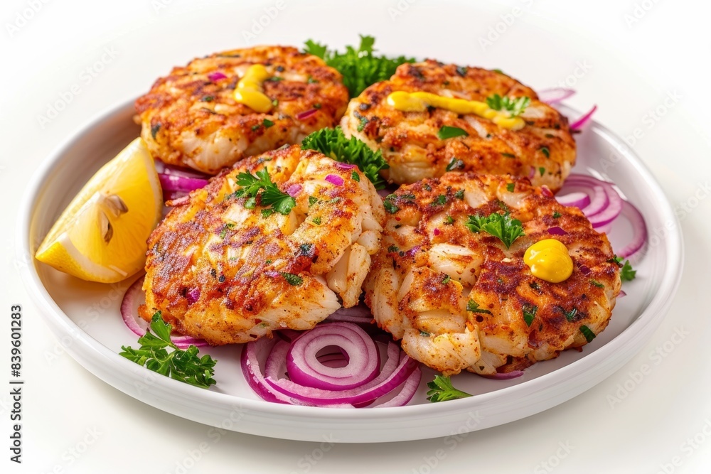Divine Cajun Crab Cakes with Vibrant Garnish Divine Cajun Crab Cakes with Vibrant Garnish
