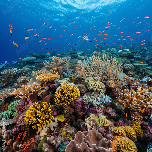 Vibrant Coral Reefs Teeming with Diverse Marine Life
