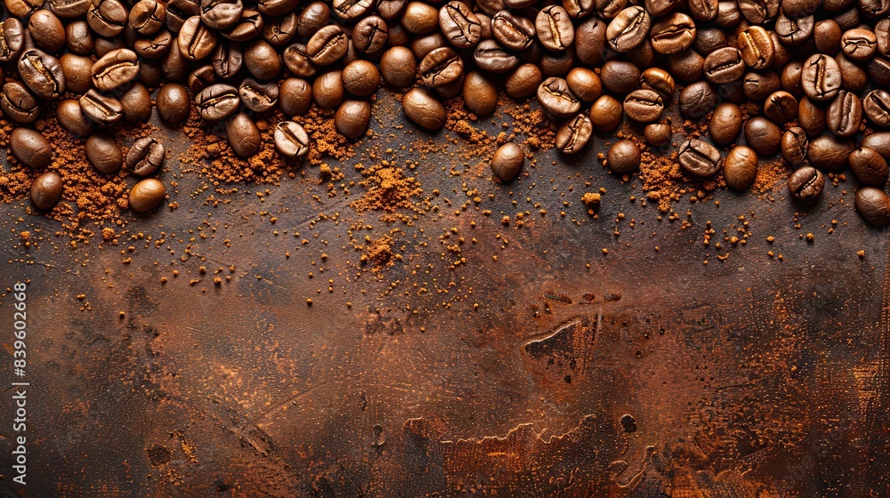 Brown coffee grains and free space for your decoration Brown coffee grains and free space for your decoration