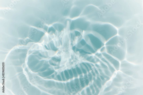 Blue water with ripples on the surface. Defocus blurred transparent blue colored clear calm water surface texture with splashes and bubbles. Water waves with shining pattern texture background.