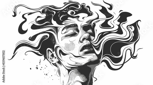Beautiful woman face. Hand drawn fashion sketch. Vector illustration