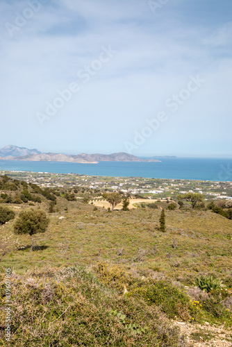 Landscape of Kos and view of the coastline and Pserimos island from  Kos Island South Aegean Region (Südliche Ägäis) Greece photo