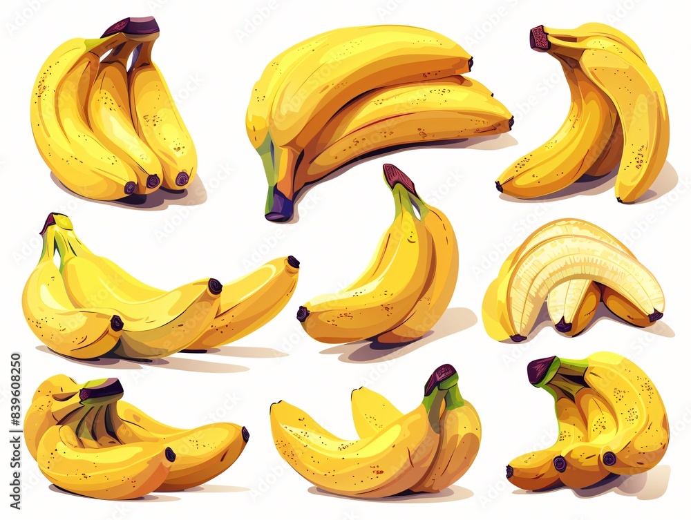 Close-up bananas white background