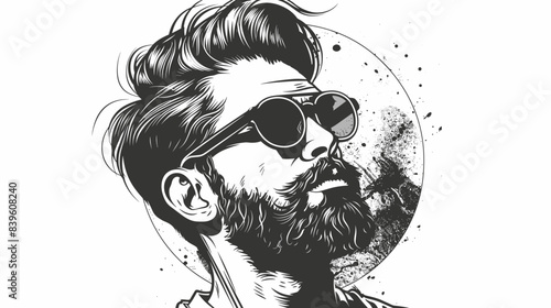 Hipster with beard and sunglasses. Vector illustration ready for vinyl cutting