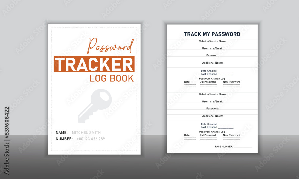 Password keeper logbook Set of password tracker logbook minimalist design template Password keeper logbook Set of password tracker logbook minimalist design template