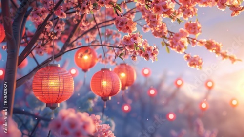 spring Chinese lantern. Spring lantern festival design photo