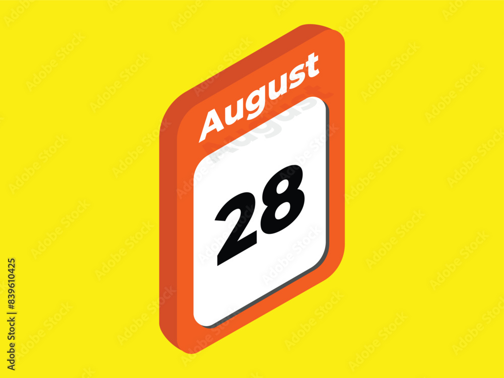 August 28- Calendar date icon vector illustration August 28- Calendar date icon vector illustration