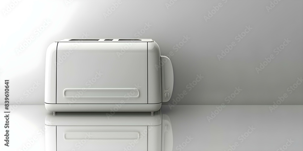 White toaster standing alone on a white background. Concept product photography, kitchen appliances, minimalistic design White toaster standing alone on a white background. Concept product photography, kitchen appliances, minimalistic design