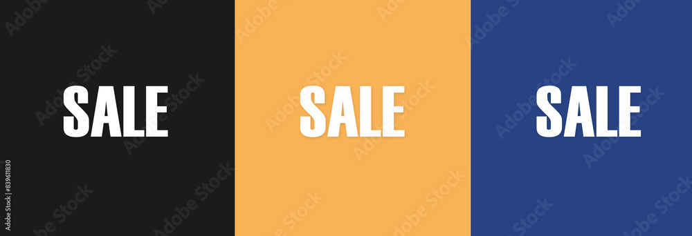 Sale text with different colors background.