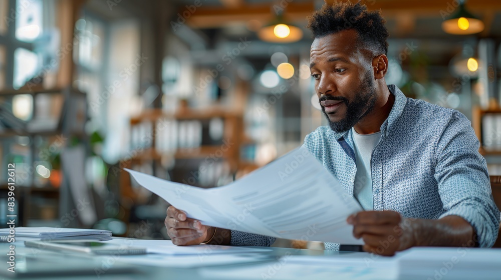 Teamwork in an Open-Plan Office: Banker Reviewing Documents with Colleague Teamwork in an Open-Plan Office: Banker Reviewing Documents with Colleague