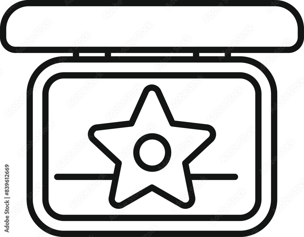 Representing winning with a star award being presented in a case Representing winning with a star award being presented in a case