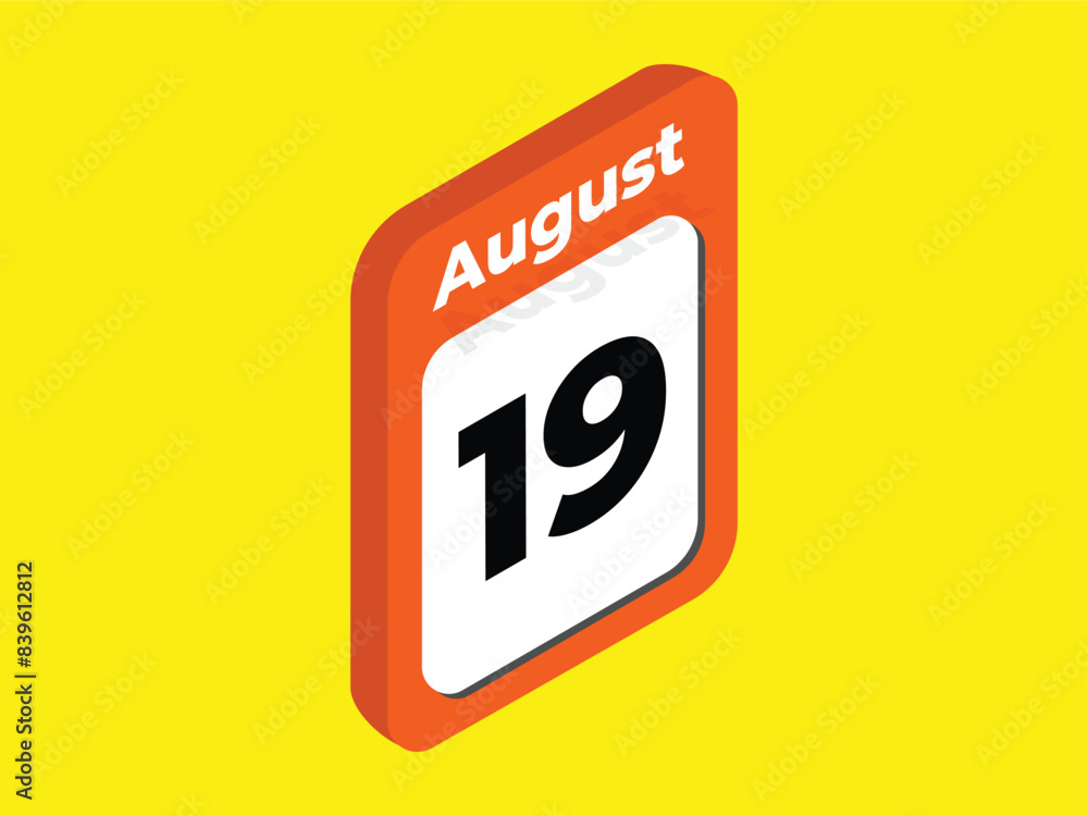 August 19- Calendar date icon vector illustration August 19- Calendar date icon vector illustration