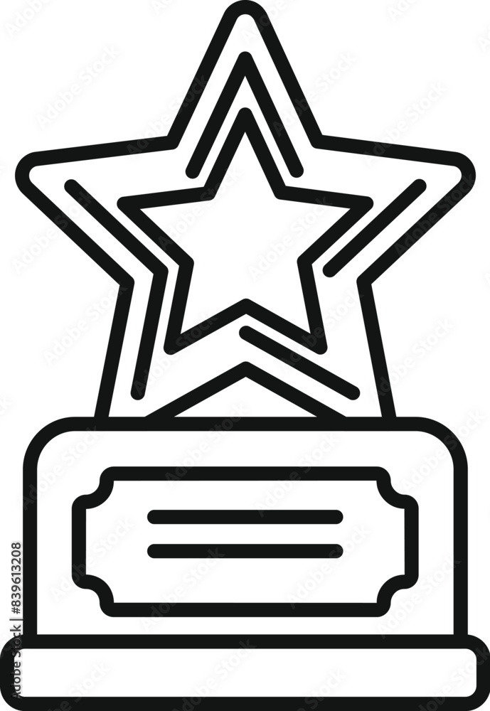 Symbolizing achievement, a five pointed star trophy stands ready for engraving Symbolizing achievement, a five pointed star trophy stands ready for engraving