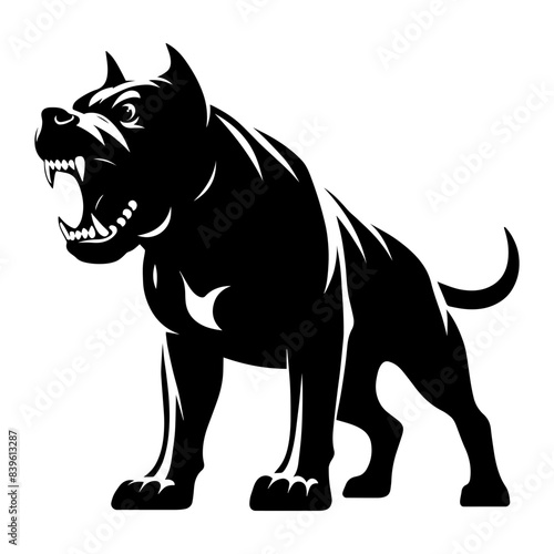 silhouette of an aggressive dog. Vector illustration