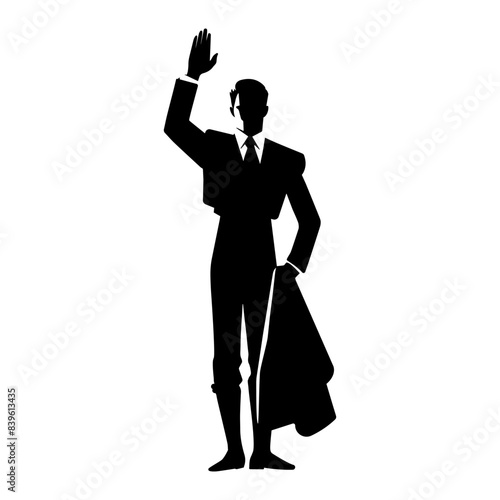 Silhouette of a bullfighter greeting the audience. vector illustration