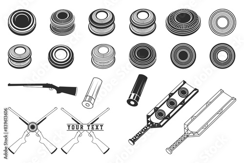 Clay Shooting Svg, Clay Target, Clay Targets and Shotgun Shells File, Trapshooting, Cricut, Silhouette, Cameo, vector,