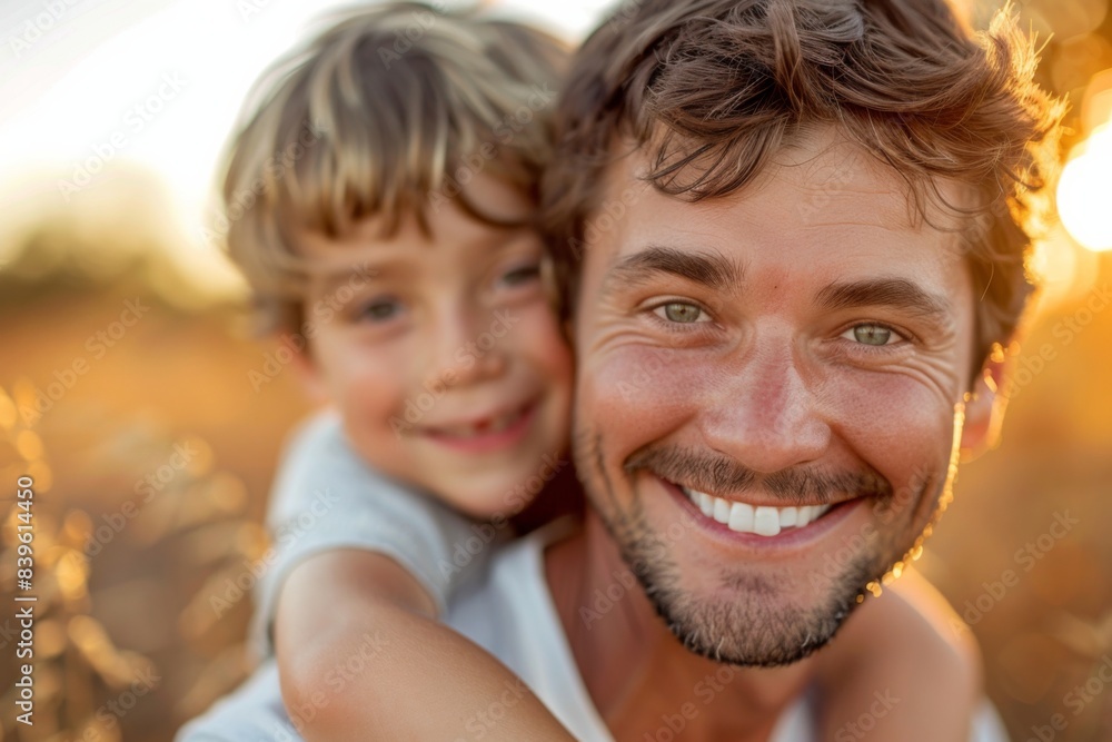 Happy man and boy smiling Happy man and boy smiling