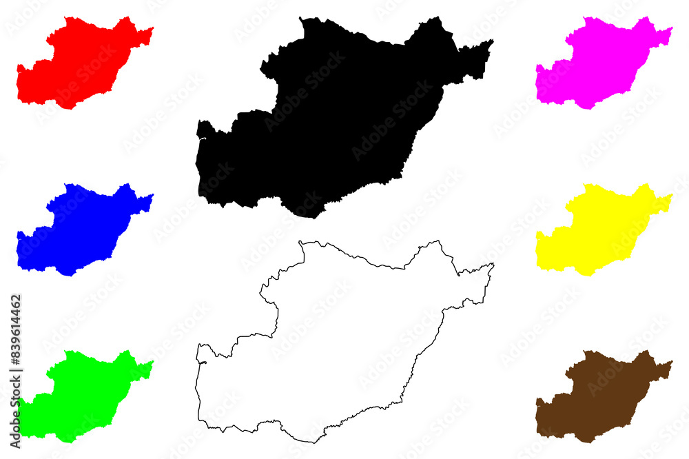 Beja District (Portuguese Republic, Portugal) map vector illustration, scribble sketch Beja map Beja District (Portuguese Republic, Portugal) map vector illustration, scribble sketch Beja map