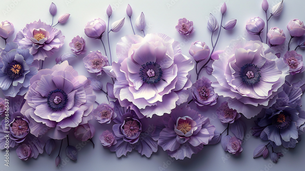 Fototapeta premium Feminine Peony Flowers Frame