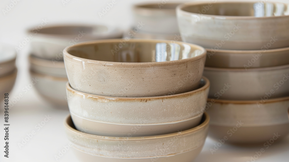 stack of beige ceramic bowls