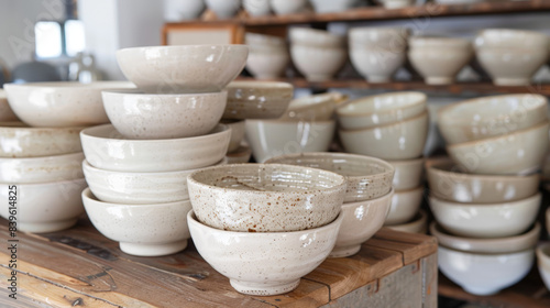 stack of beige ceramic bowls © Cedric