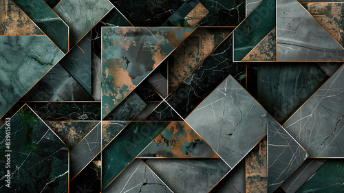 Abstract Geometric Background with Marble Mosaic Inlay AI Generated photo