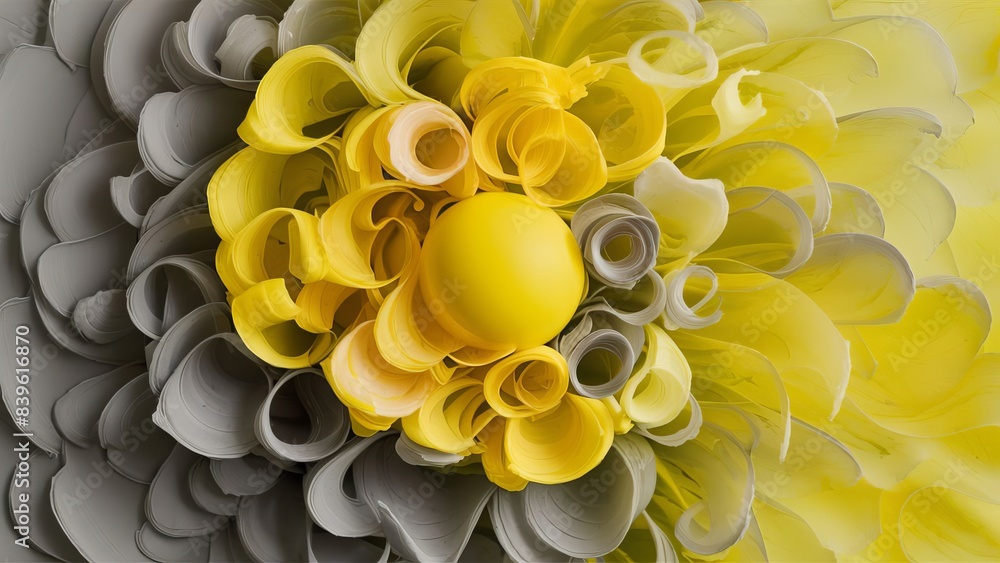 Abstract splash of colors swirl, dynamic combination of grey and yellow ...