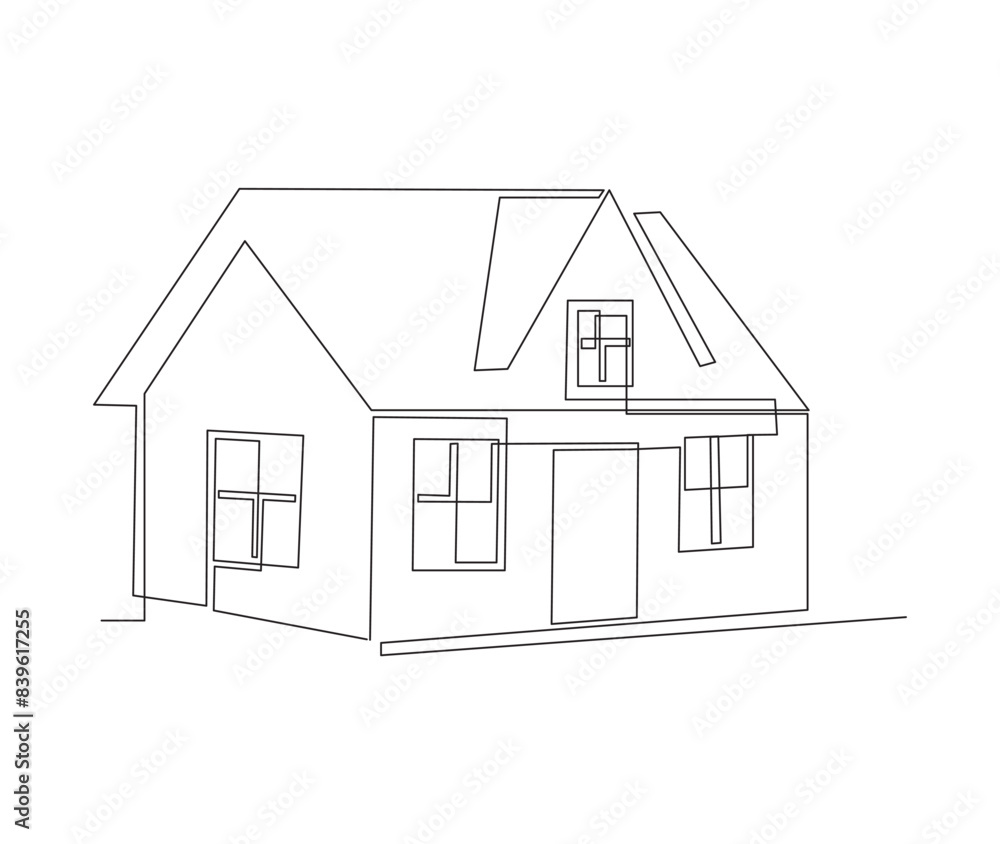 Continuous line drawing of Modern green eco modest house cityscape. Metropolis architecture panoramic landscape, Apartment buildings isolated minimalistic vector illustration. Continuous line drawing of Modern green eco modest house cityscape. Metropolis architecture panoramic landscape, Apartment buildings isolated minimalistic vector illustration.