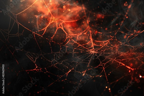 Red light shining through spider web © Sandu