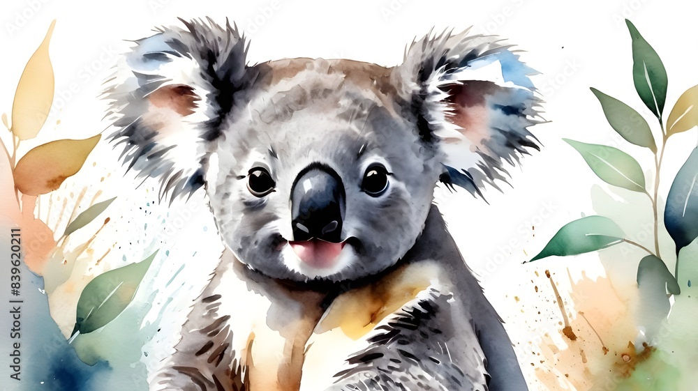 portrait of a koala in art with beautiful flowers portrait of a koala in art with beautiful flowers