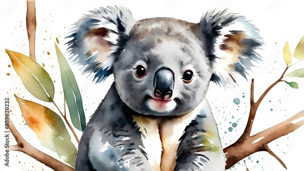 portrait of a koala in art with beautiful flowers portrait of a koala in art with beautiful flowers