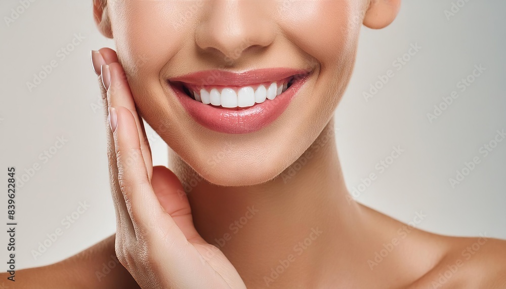 Dental care, beautiful smile of healthy woman, white teeth coloseup Dental care, beautiful smile of healthy woman, white teeth coloseup