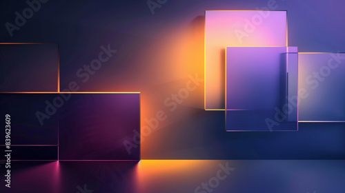 Modern purple and neon light square overlapped pattern on background with shadow. colorful background. Minimal geometric white light background abstract design. Elegant white and grey Background. 