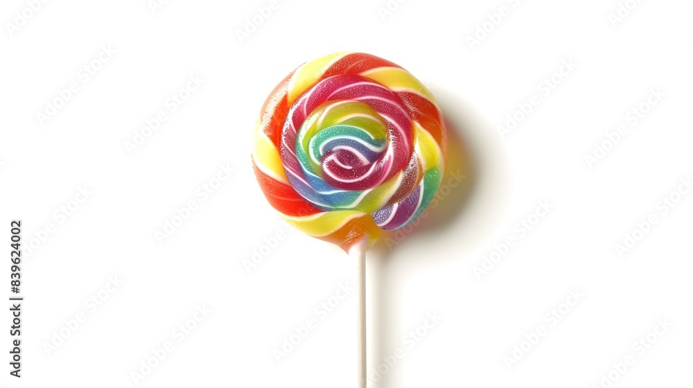 Vibrant Lollipop Candy in Dynamic Pop Art Style on Isolated White Background Vibrant Lollipop Candy in Dynamic Pop Art Style on Isolated White Background