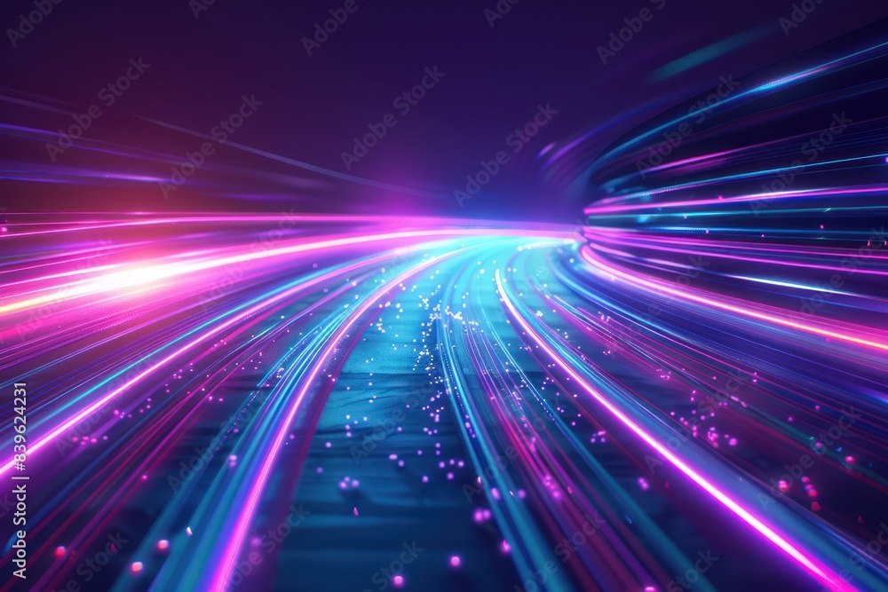 A background design of an abstract digital road with glowing lines, symbolizing the journey and speed in technology A background design of an abstract digital road with glowing lines, symbolizing the journey and speed in technology