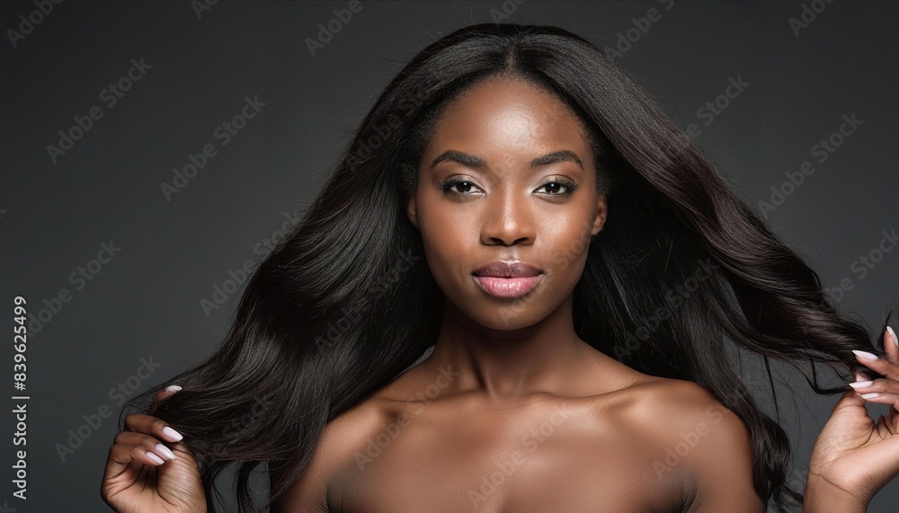 Fototapeta premium Beautiful woman with amazing hair, beauty on dark background 