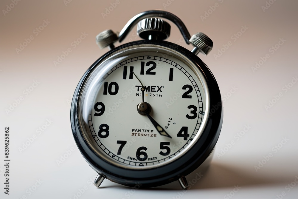 Old alarm clock with classical background, AI generative Old alarm clock with classical background, AI generative