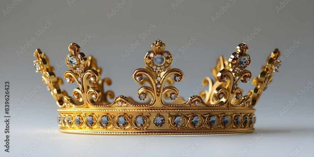 The elegance and power of a regal golden crown against a clear background. Concept Fashion Photography, Golden Crown, Royal Elegance, Clear Background, Power and Grace The elegance and power of a regal golden crown against a clear background. Concept Fashion Photography, Golden Crown, Royal Elegance, Clear Background, Power and Grace