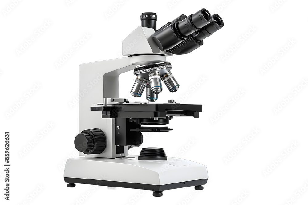 Microscope close-up on black and white background Microscope close-up on black and white background