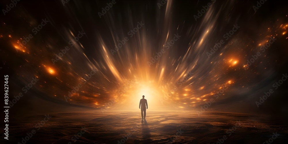 Transition from darkness to surreal abstract light in artistic representation. Concept Darkness to Light, Surreal Art, Abstract Photography, Artistic Transitions