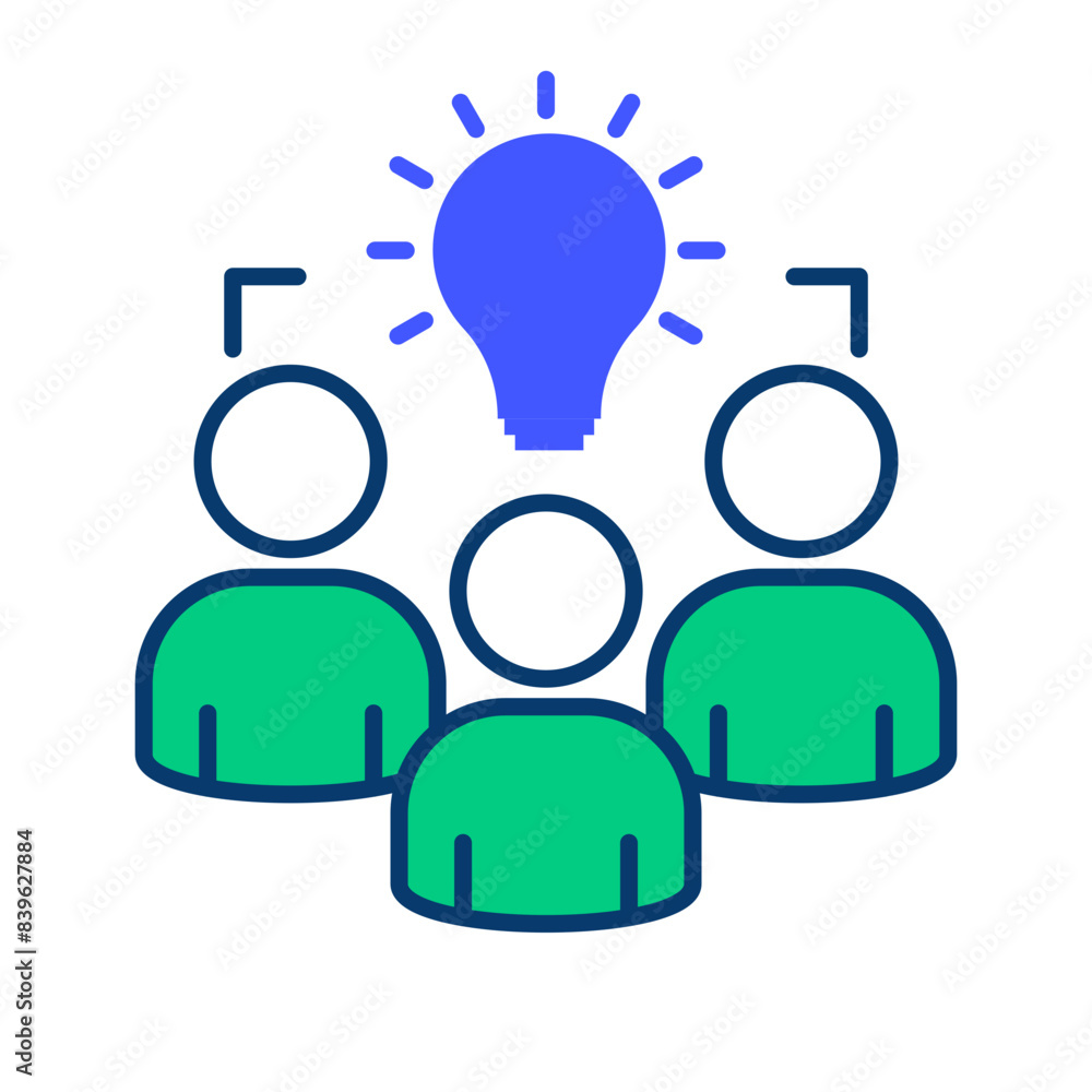Teamwork and Collaboration. Innovative Teamwork and Ideas. Three People Connected by a Lightbulb. Vector illustration on transparent background. Teamwork and Collaboration. Innovative Teamwork and Ideas. Three People Connected by a Lightbulb. Vector illustration on transparent background.