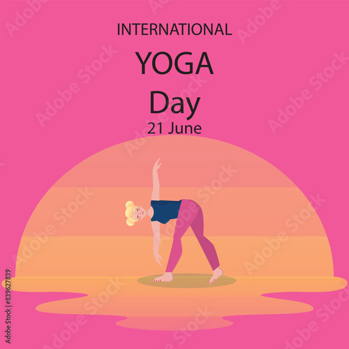 International Yoga Day. 21 June yoga day banner or poster