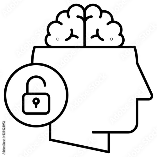 Open Mind Concept: Brain Unlock Icon for Cognitive Flexibility and Innovation. Creative Thinking: Open Mind and Brain Unlock Vector Icon for web and mobile app. 